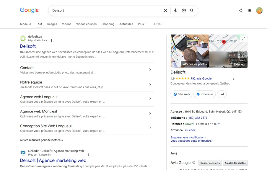 Delisoft Google search results